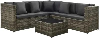 vidaXL 4 Piece Garden Lounge Set with Cushions Poly Rattan Gray