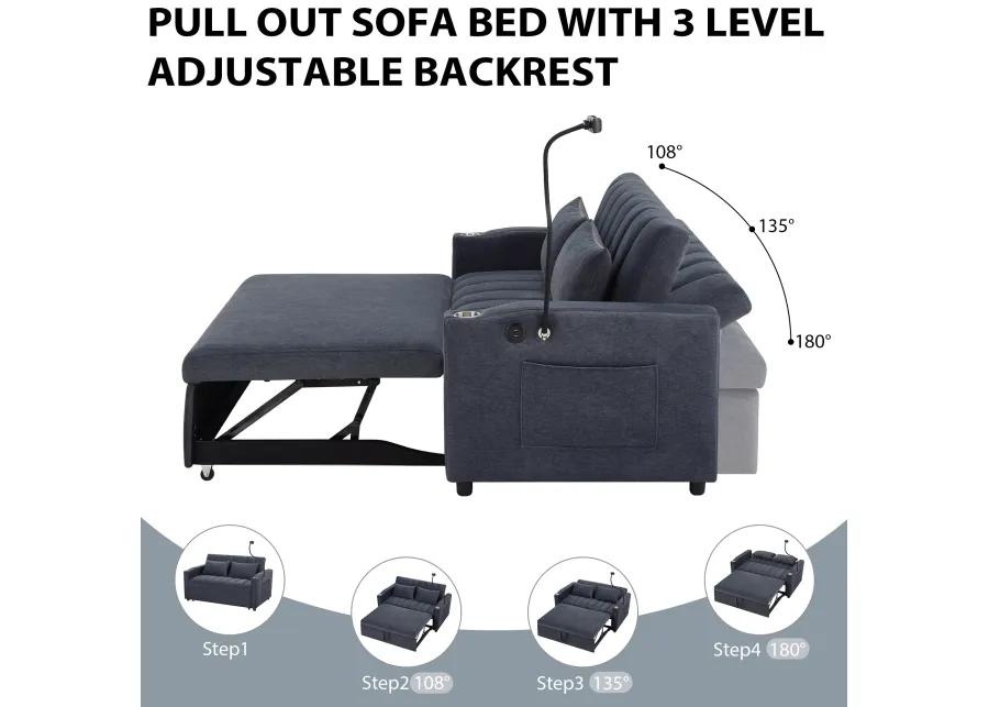 Merax Convertible Sofa Bed Loveseat with 3 USB Ports