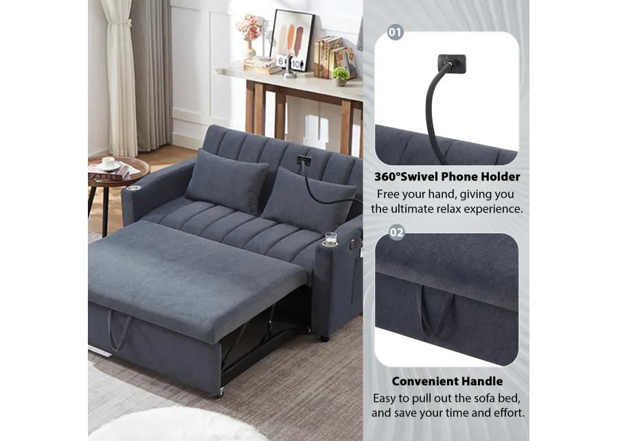 Merax Convertible Sofa Bed Loveseat with 3 USB Ports