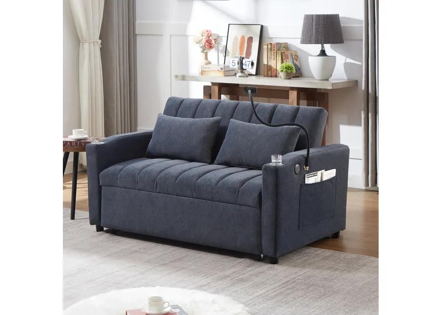 Merax Convertible Sofa Bed Loveseat with 3 USB Ports