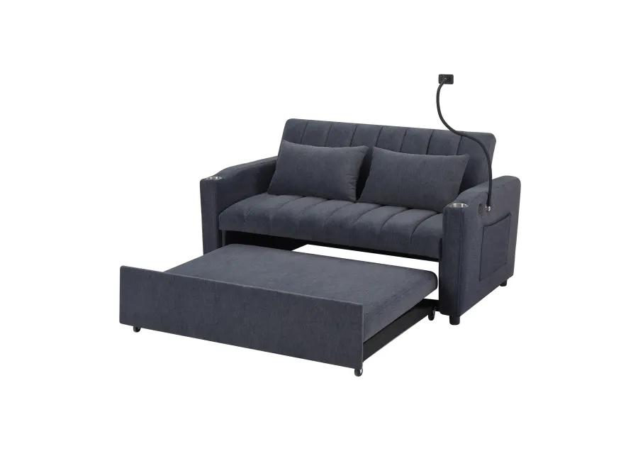 Merax Convertible Sofa Bed Loveseat with 3 USB Ports