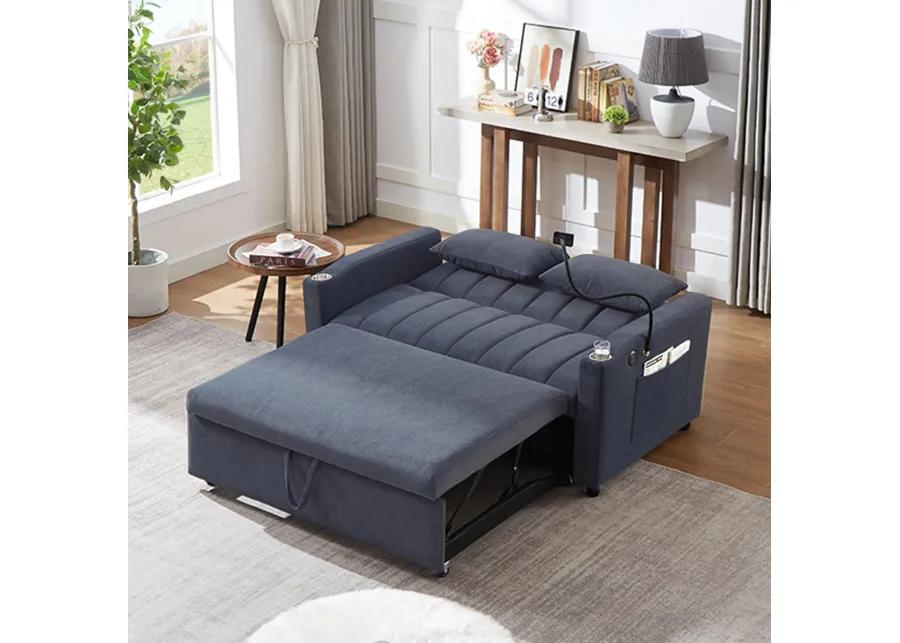 Merax Convertible Sofa Bed Loveseat with 3 USB Ports