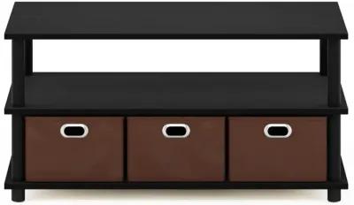 Furinno Frans Turn-N-Tube Coffee Table with Bin Drawers, Black Oak/Black/Brown