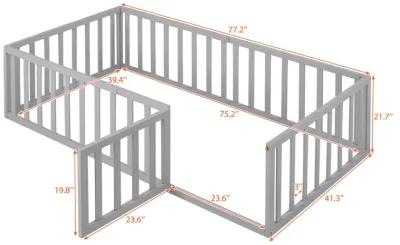 Twin Size Wood Daybed Frame With Fence