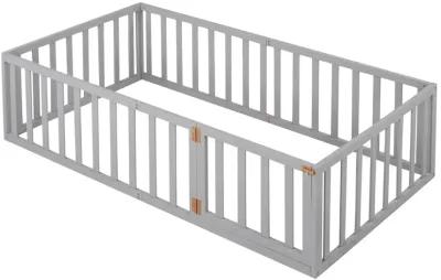 Twin Size Wood Daybed Frame With Fence