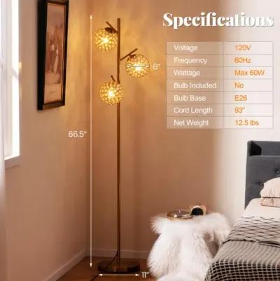 Hivvago 3-Globe Floor Lamp with Foot Switch and 3 E26 Bulb Bases