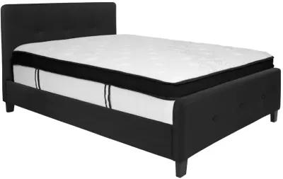 Tribeca Full Size Tufted Upholstered Platform Bed in Black Fabric with Memory Foam Mattress