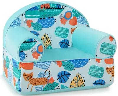 Kids Armchair with Plush Velvet Cover and Soft Sponge Filling-Blue