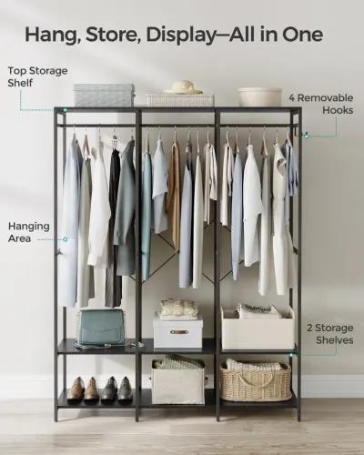 3-Column Clothes Rack with Multiple Hanging Rods for Maximum Storage Space