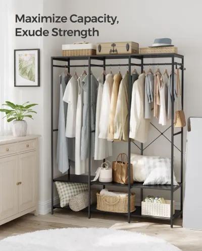 3-Column Clothes Rack with Multiple Hanging Rods for Maximum Storage Space