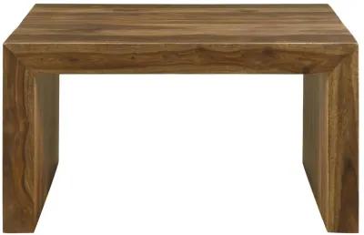 Benjara ODY 34 Inch Square Coffee Table, U Shaped, Sheesham Wood, Auburn Brown