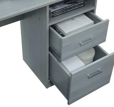 Functional L-SHAPED Desk with Storage, Grey