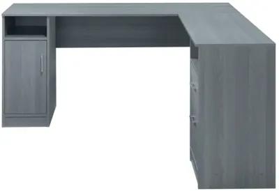 Functional L-SHAPED Desk with Storage, Grey