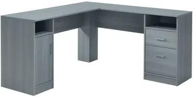 Functional L-SHAPED Desk with Storage, Grey