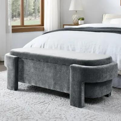 Chenille Upholstered Bench With Large Storage Space For The Living Room, Entryway And Bedroom