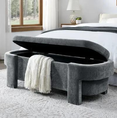 Chenille Upholstered Bench With Large Storage Space For The Living Room, Entryway And Bedroom