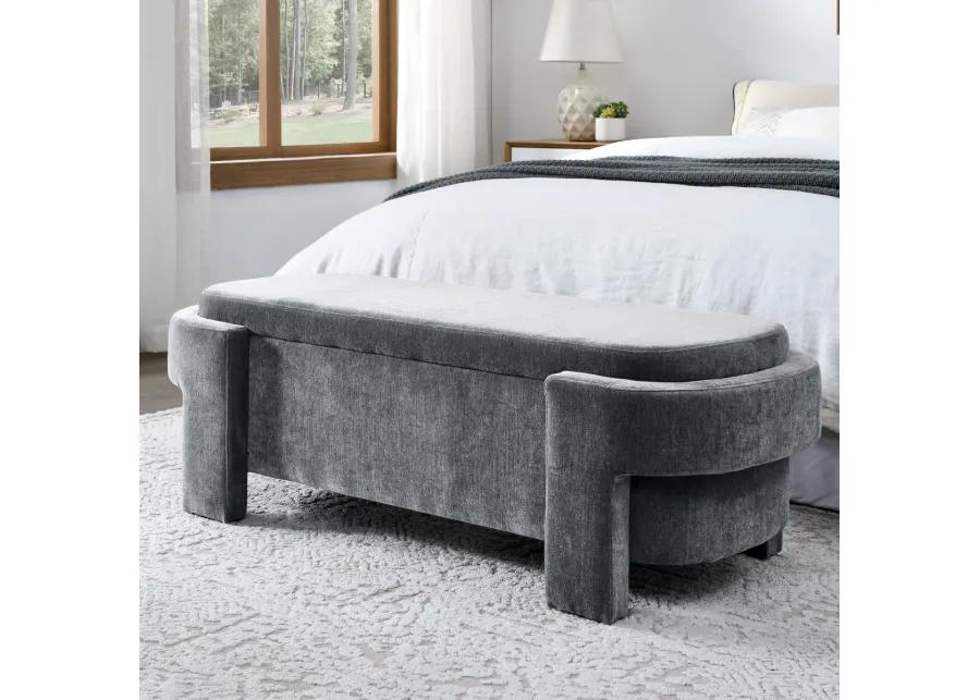 Chenille Upholstered Bench With Large Storage Space For The Living Room, Entryway And Bedroom