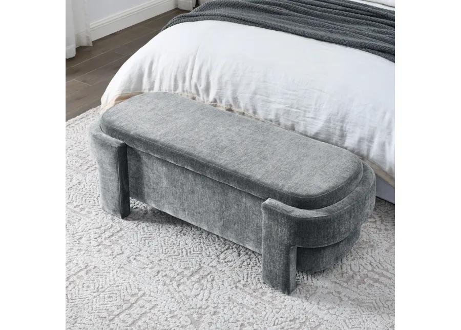 Chenille Upholstered Bench With Large Storage Space For The Living Room, Entryway And Bedroom