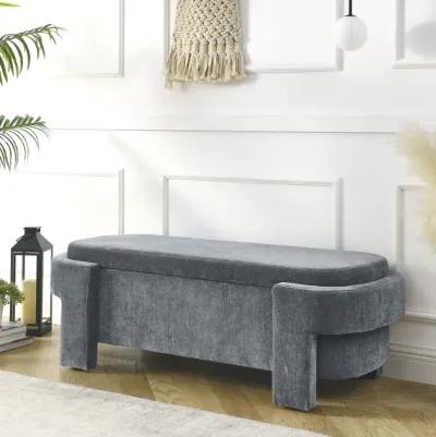 Chenille Upholstered Bench With Large Storage Space For The Living Room, Entryway And Bedroom