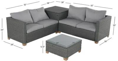 MONDAWE 4 Pieces Outdoor Conversation Sets with Cushions, Wicker Modular Sofa Sets for Garden Backyard Terrace