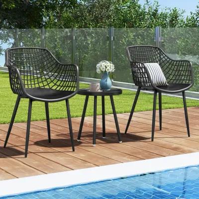 3 Piece Patio Chair Set with PP Seat and Tabletop for Porch