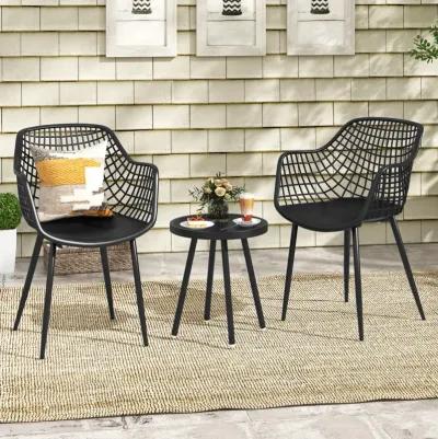 3 Piece Patio Chair Set with PP Seat and Tabletop for Porch