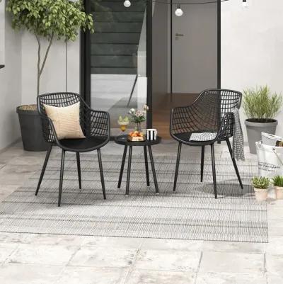 3 Piece Patio Chair Set with PP Seat and Tabletop for Porch