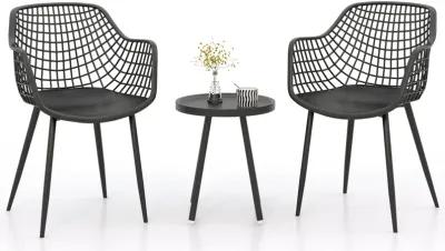 3 Piece Patio Chair Set with PP Seat and Tabletop for Porch