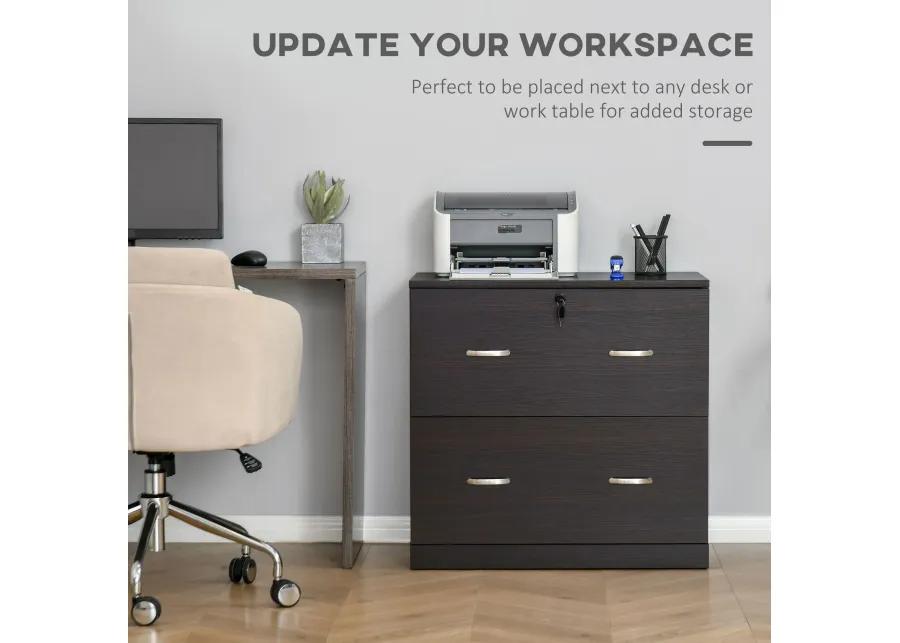 Walnut Office Storage: Lateral Filing Dresser with 2 Lockable Drawers