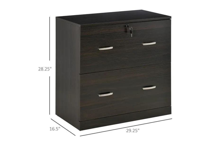 Walnut Office Storage: Lateral Filing Dresser with 2 Lockable Drawers