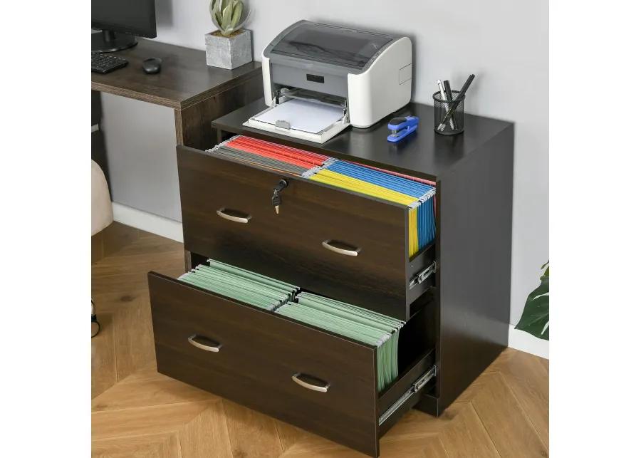 Walnut Office Storage: Lateral Filing Dresser with 2 Lockable Drawers