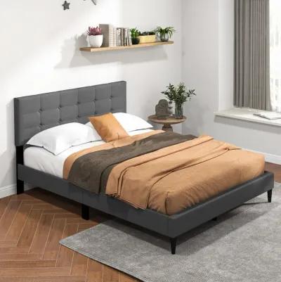 Queen Size Upholstered Platform Bed with Button Tufted Headboard