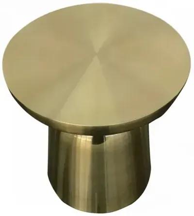 17 Inch Mushroom Shaped Metal End Table, Pedestal Base, Brass-Benzara