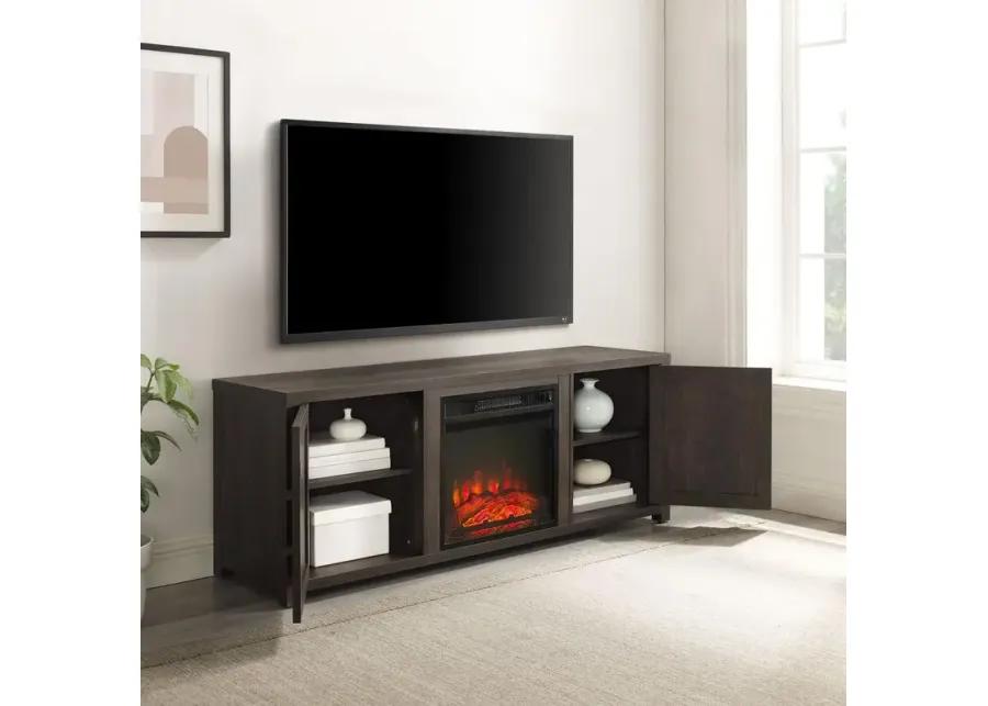 Gordon 58" Low Profile Tv Stand W/Fireplace Dark Walnut