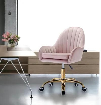 Velvet Home Office Chair with Wheels and Side Arms