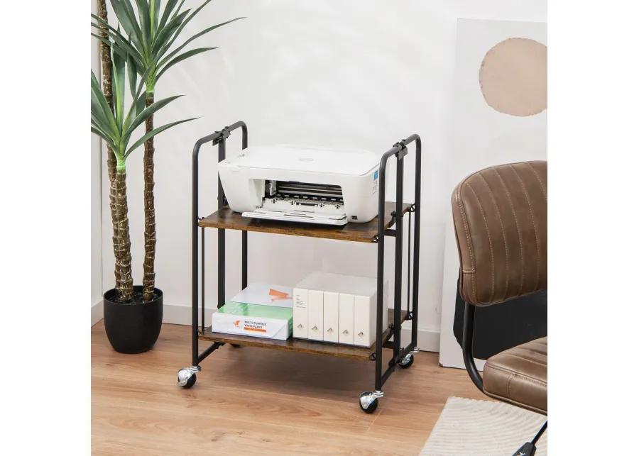 Foldable Rolling Cart with Storage Shelves for Kitchen