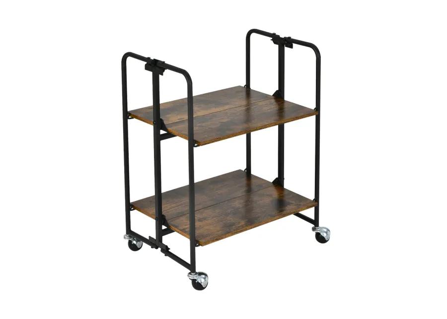 Foldable Rolling Cart with Storage Shelves for Kitchen