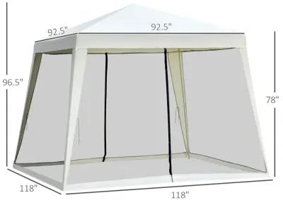 Beige Patio Sanctuary: 10x10 Outdoor Canopy Tent with Mesh Walls