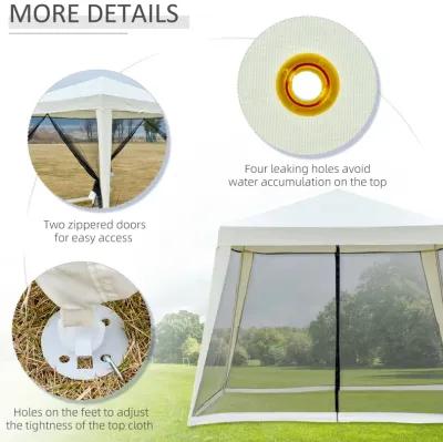 Beige Patio Sanctuary: 10x10 Outdoor Canopy Tent with Mesh Walls