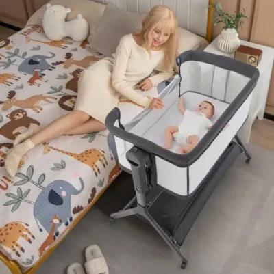 Hivvago Height Adjustable Bedside Sleeper with Storage Bag and Soft Mattress for Baby