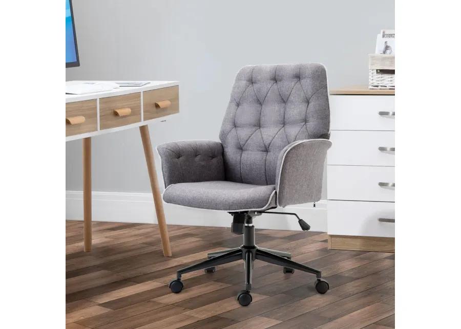 Ergonomic Work Chair: Dark Grey Mid-Back Office Chair with Padded Arms