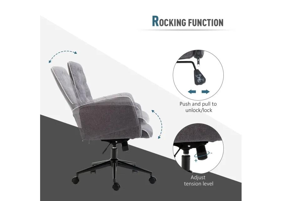 Ergonomic Work Chair: Dark Grey Mid-Back Office Chair with Padded Arms