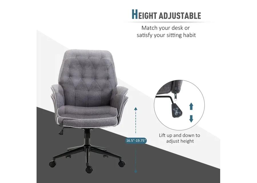 Ergonomic Work Chair: Dark Grey Mid-Back Office Chair with Padded Arms