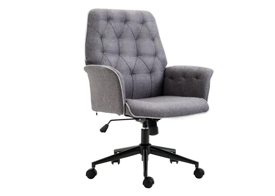 Ergonomic Work Chair: Dark Grey Mid-Back Office Chair with Padded Arms