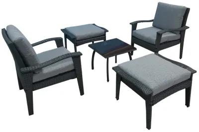 Patio Furniture Outdoor Chair And Ottoman 5 Pieces Rattan Seating Group With Cushions