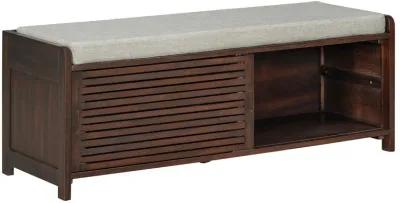 Merax Distressed Shutter Storage Bench with Acacia Veneer