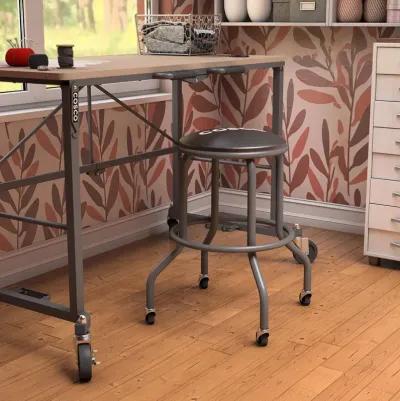 COSCO 24" Rolling Steel Work Stool with Vinyl Seat