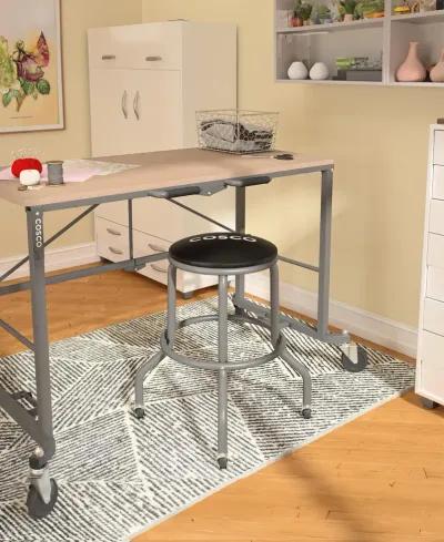 COSCO 24" Rolling Steel Work Stool with Vinyl Seat