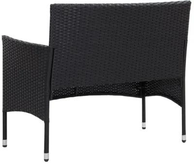 vidaXL 4 Piece Garden Lounge Set with Cushions Poly Rattan Black