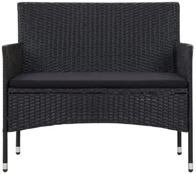 vidaXL 4 Piece Garden Lounge Set with Cushions Poly Rattan Black